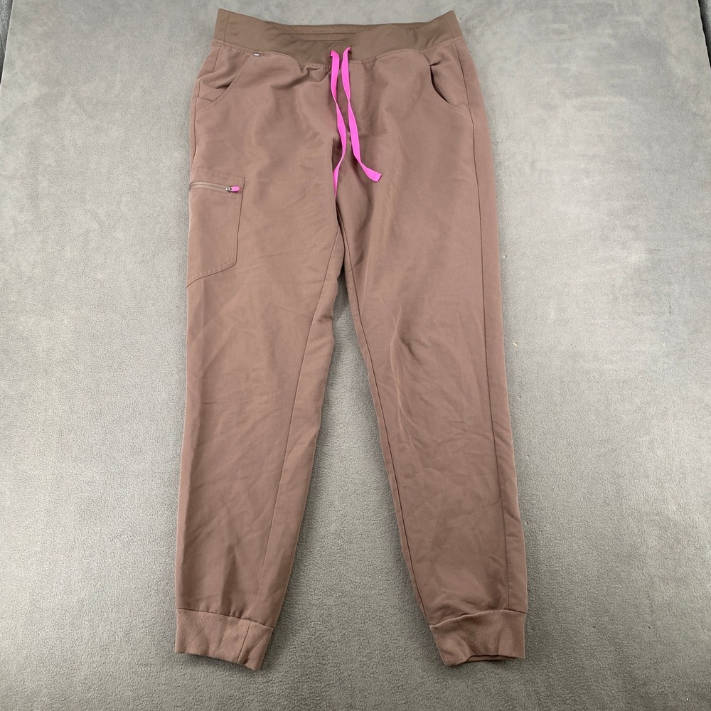 FIGS Zamora Jogger Scrub Pants Brown Mauve Pink Drawstring W18SW200ST Size LT